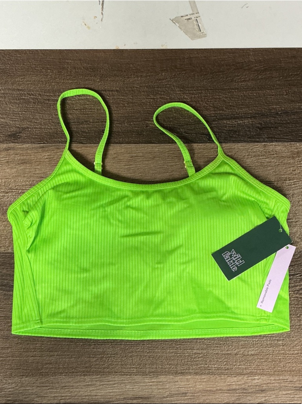 wild fable Neon Green Ribbed Bikini Top